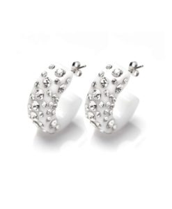 Cristaluna Usa Art In Acrylic Jewelry DIVA WHITE ACRYLIC 30335600 Acrylic Earrings with Swarovski Elements